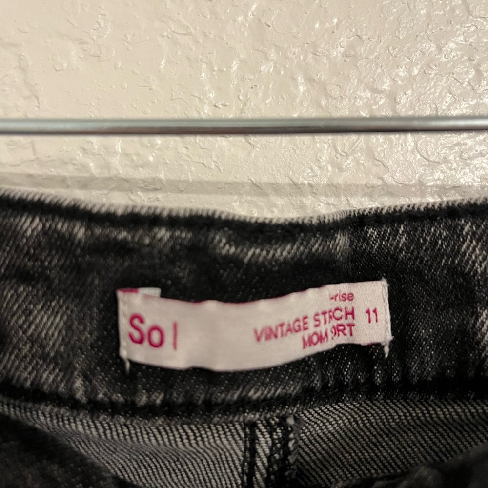 Distressed Black Denim Shorts - Picture 4 of 7